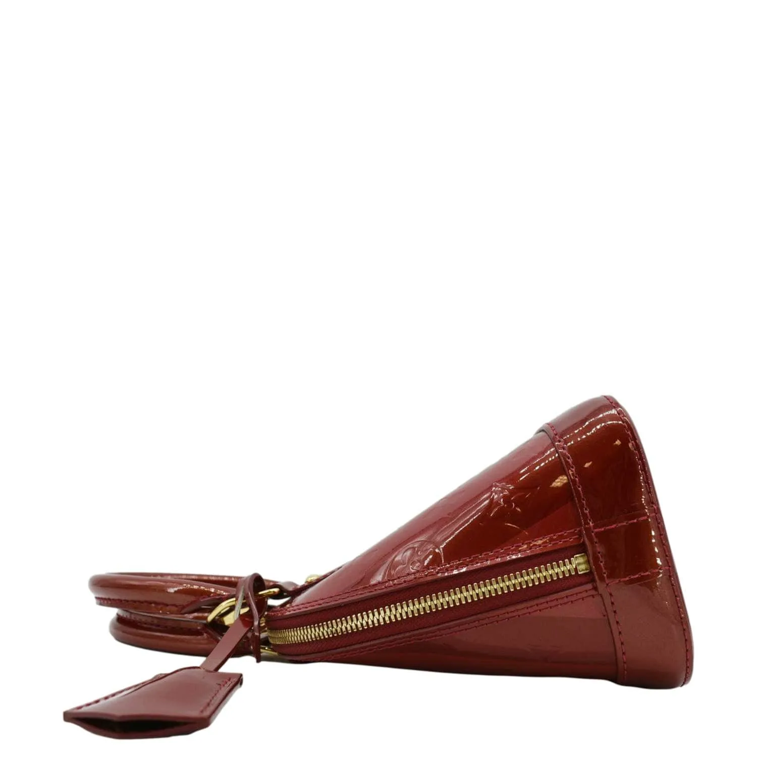 LOUIS VUITTON Rayures Alma BB Vernis Leather Satchel Crossbody Bag Pomme D'Amour