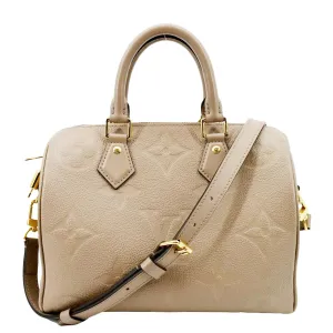 LOUIS VUITTON Speedy 25 Bandouliere Monogram Empreinte Shoulder Bag Tourterelle