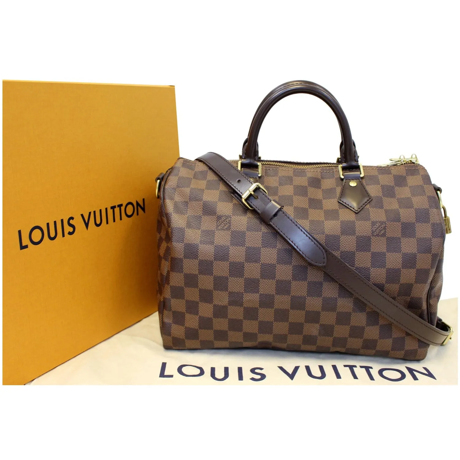 LOUIS VUITTON Speedy 30 Bandouliere Damier Ebene Shoulder Bag Brown
