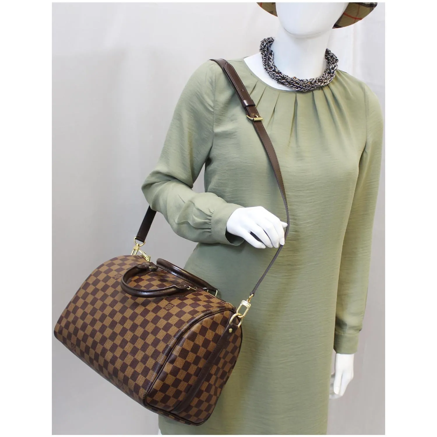 LOUIS VUITTON Speedy 30 Bandouliere Damier Ebene Shoulder Bag Brown