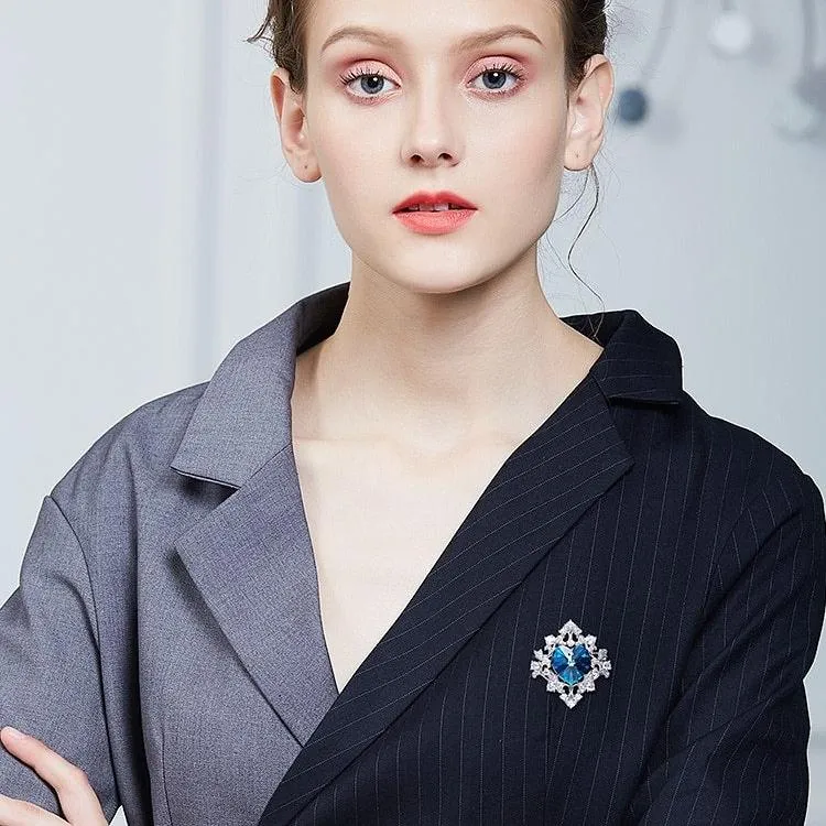 Luxury Blue Purple Heart Shaped Brooches