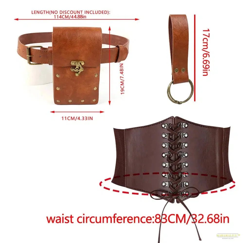 Medieval Pouch With Belt Retro Waist Bag Waist Belt Palace Style Waist Belt Set Hiking Accessories Role-playing Stage Props