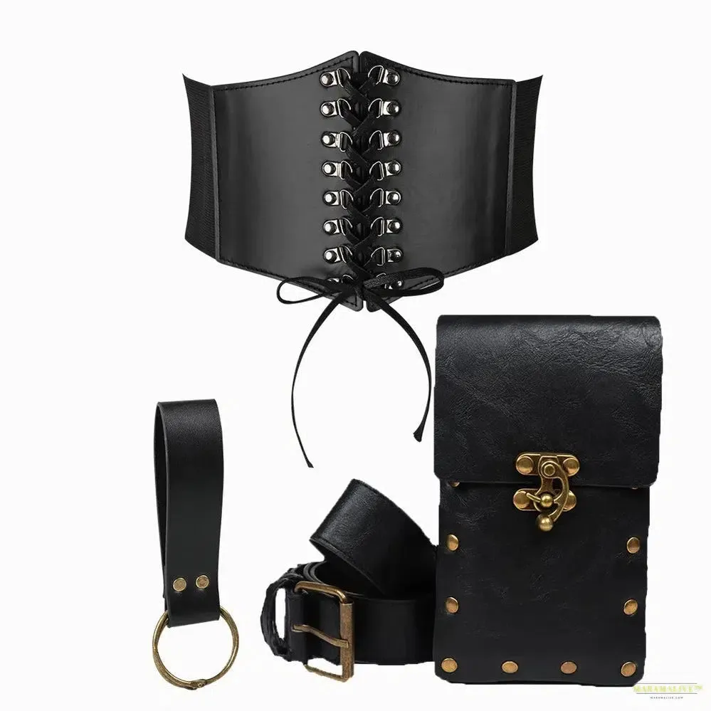 Medieval Pouch With Belt Retro Waist Bag Waist Belt Palace Style Waist Belt Set Hiking Accessories Role-playing Stage Props