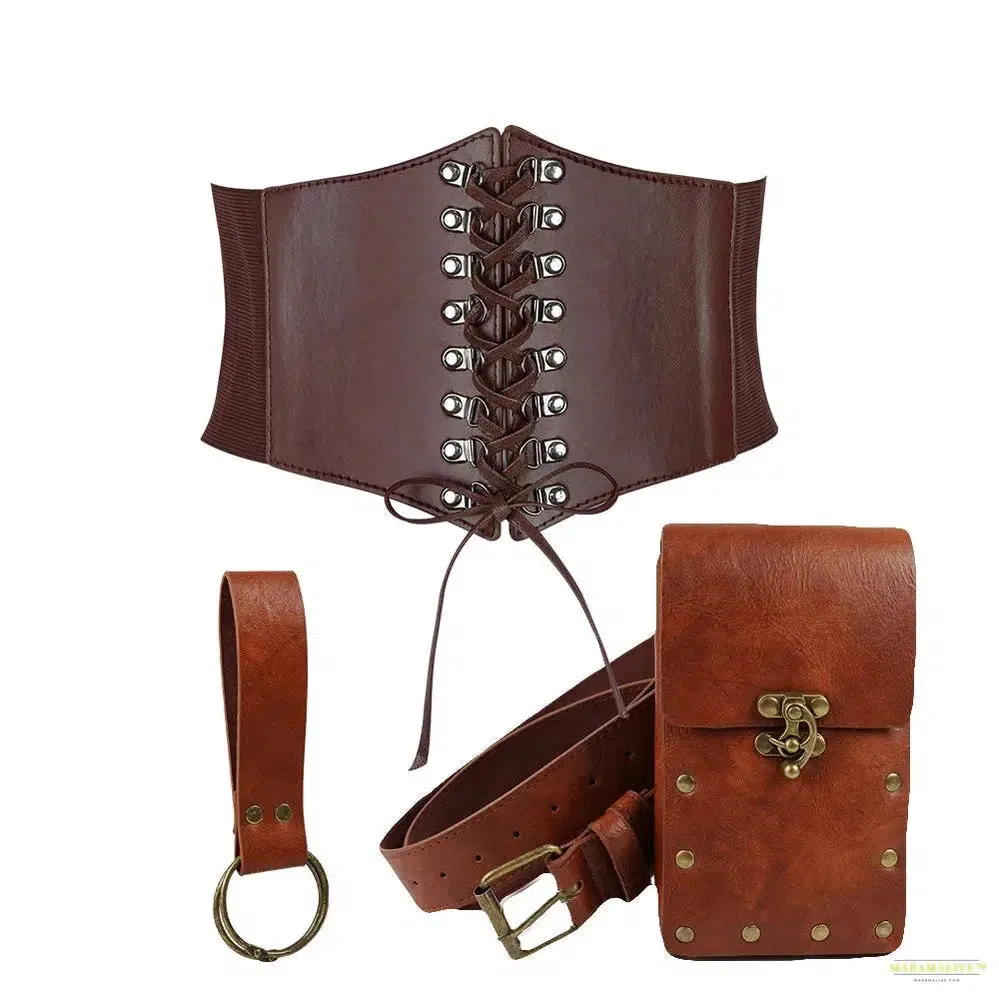 Medieval Pouch With Belt Retro Waist Bag Waist Belt Palace Style Waist Belt Set Hiking Accessories Role-playing Stage Props