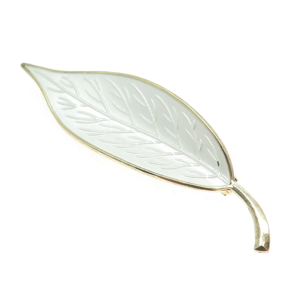 MEKA 925 Sterling Silver Gold Filled Vintage Denmark Floral Leaf Pin Brooch