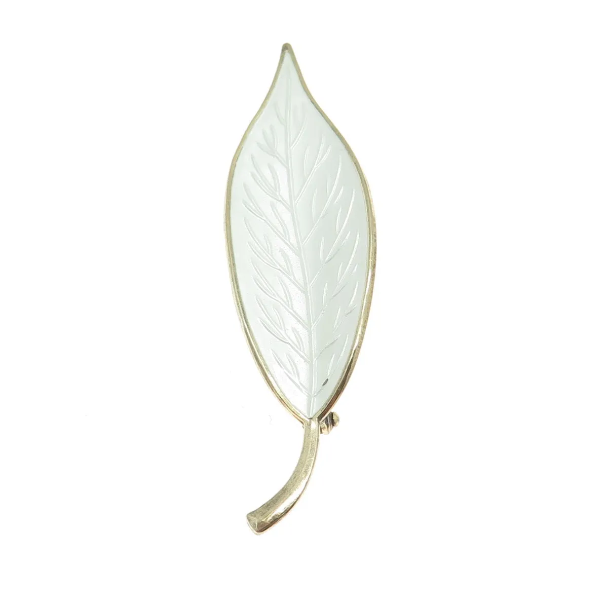 MEKA 925 Sterling Silver Gold Filled Vintage Denmark Floral Leaf Pin Brooch