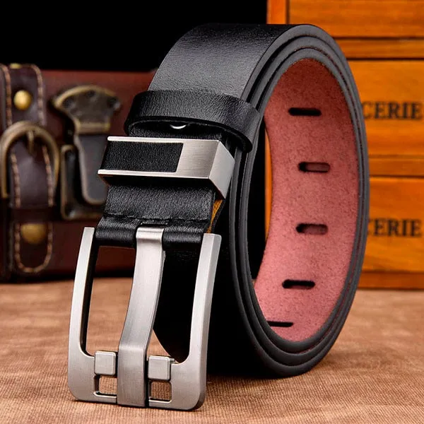 Men genuine leather strap luxury pin buckle belts casual men belt