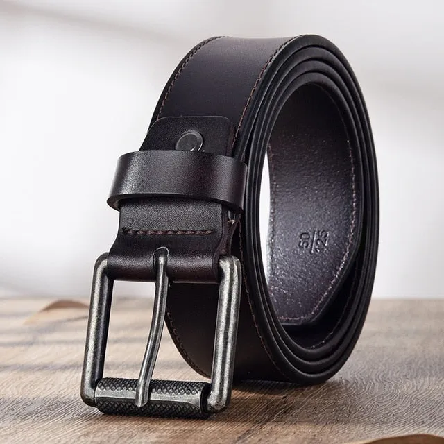 Men genuine leather strap luxury pin buckle belts casual men belt