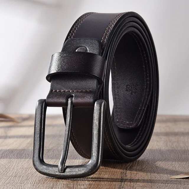 Men genuine leather strap luxury pin buckle belts casual men belt