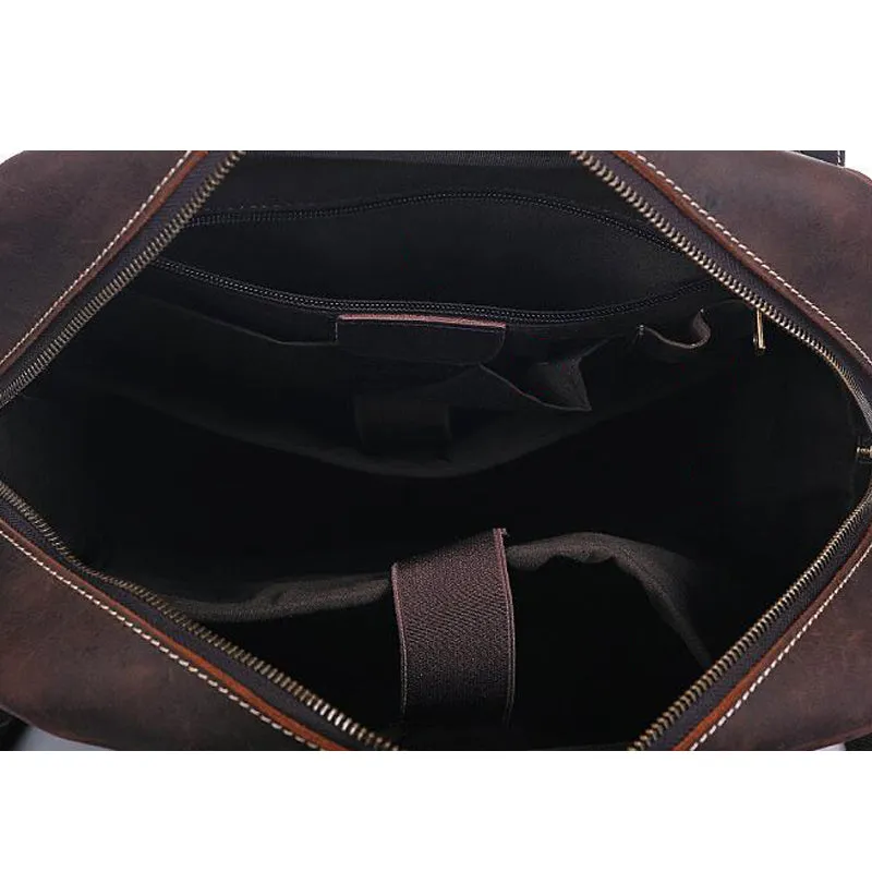 Men Retro Travel Backpack Crazy Horse Leather Backpack Large Capacity Backpack B826