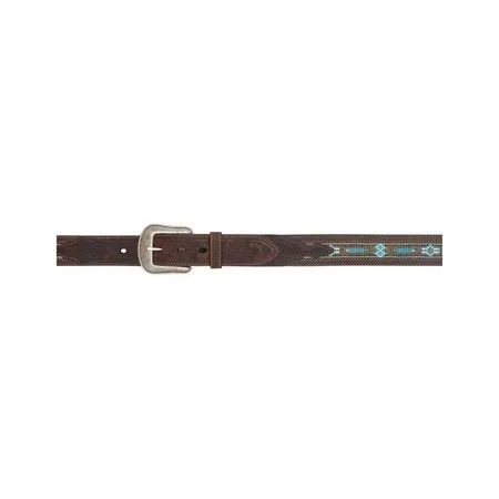 Men's Brown & Teal Beaded Belt