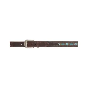 Men's Brown & Teal Beaded Belt