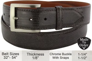 Men's Brown Lizard Skin Designer Full Grain Leather Belt **Made To Order Allow 5 To 6 Weeks To Ship