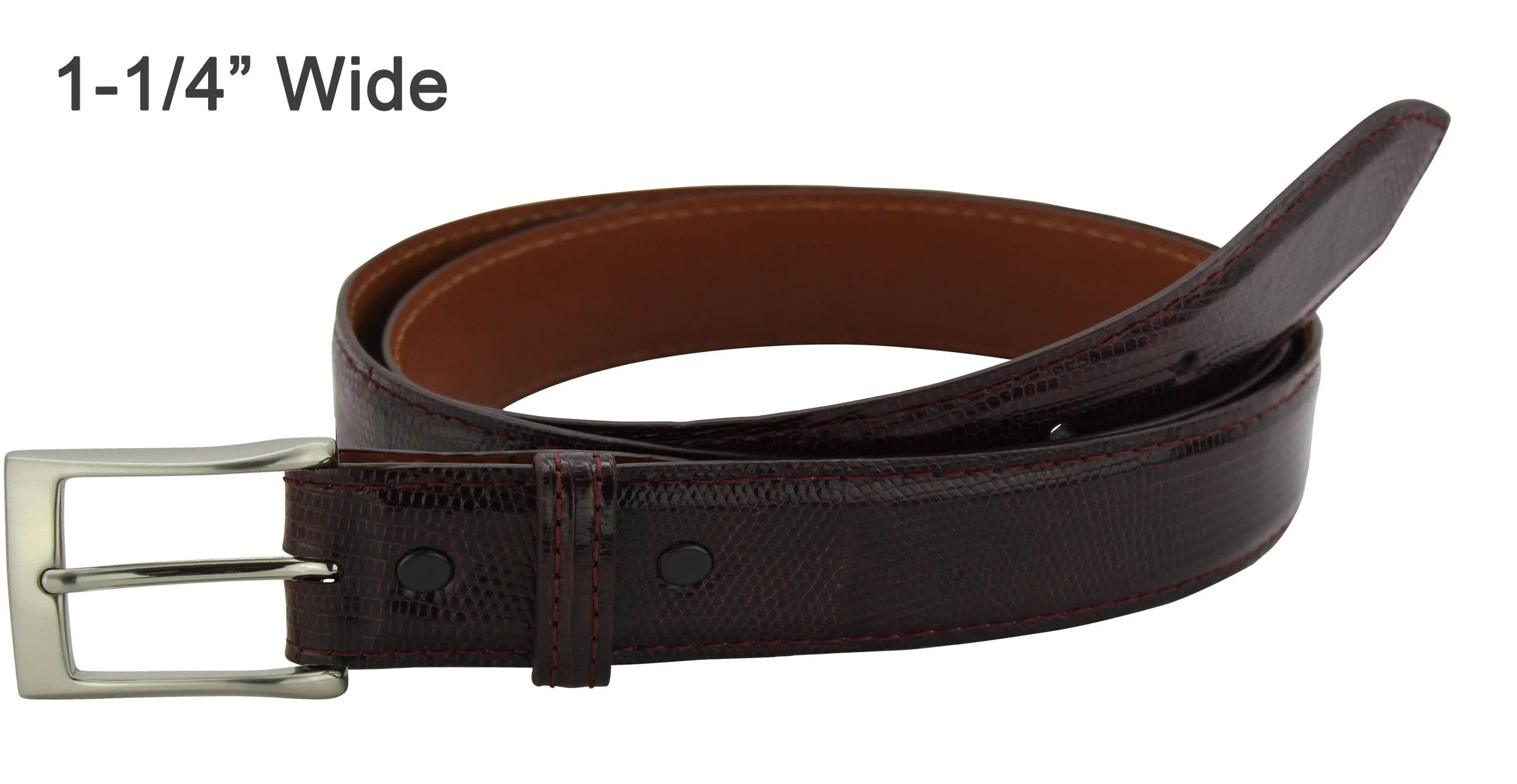Men's Burgundy Lizard Skin Designer Full Grain Leather Belt **Made To Order Allow 5 To 6 Weeks To Ship