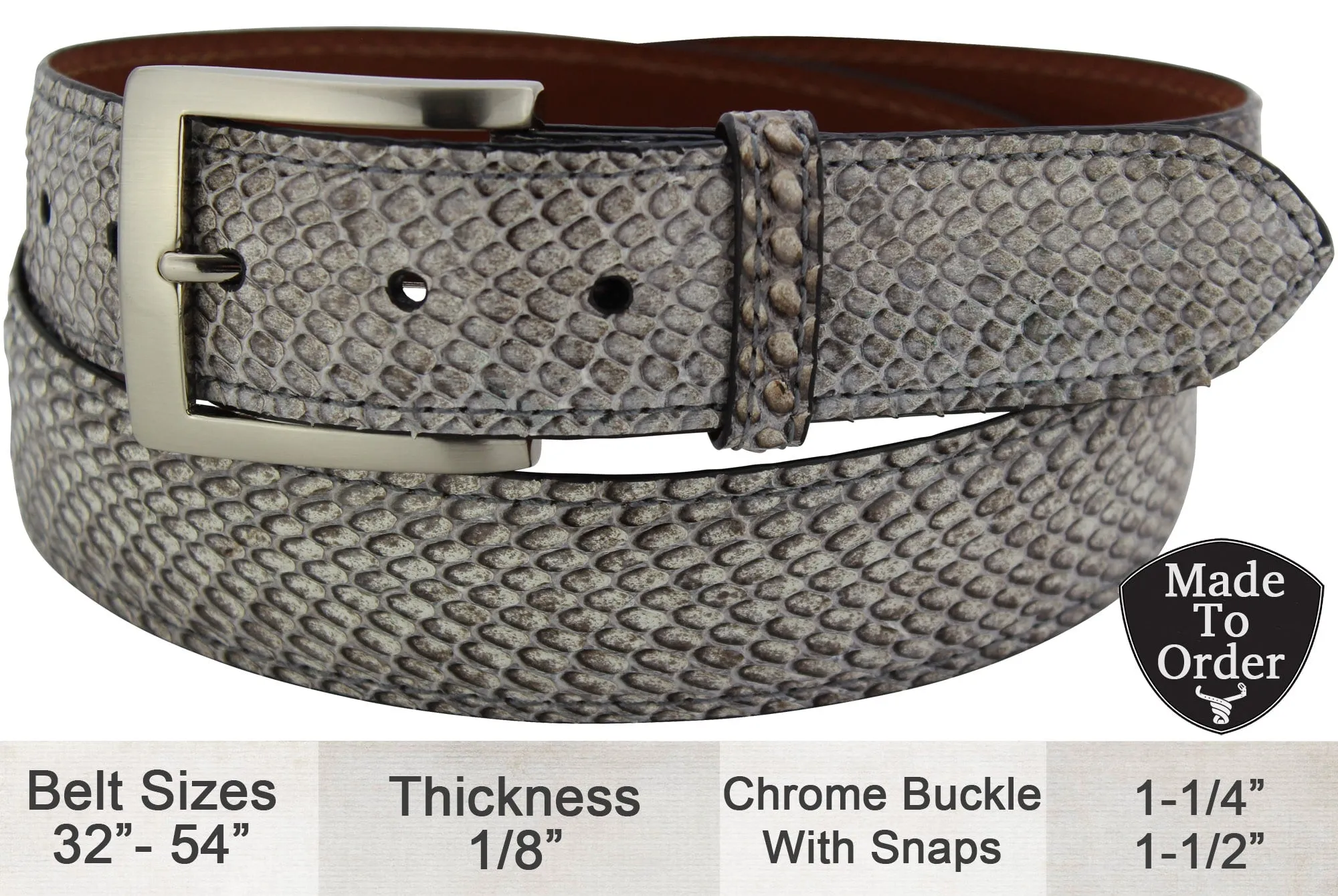 Men's Cobra Snake Skin Designer Full Grain Leather Belt **Made To Order Allow 5 To 6 Weeks To Ship