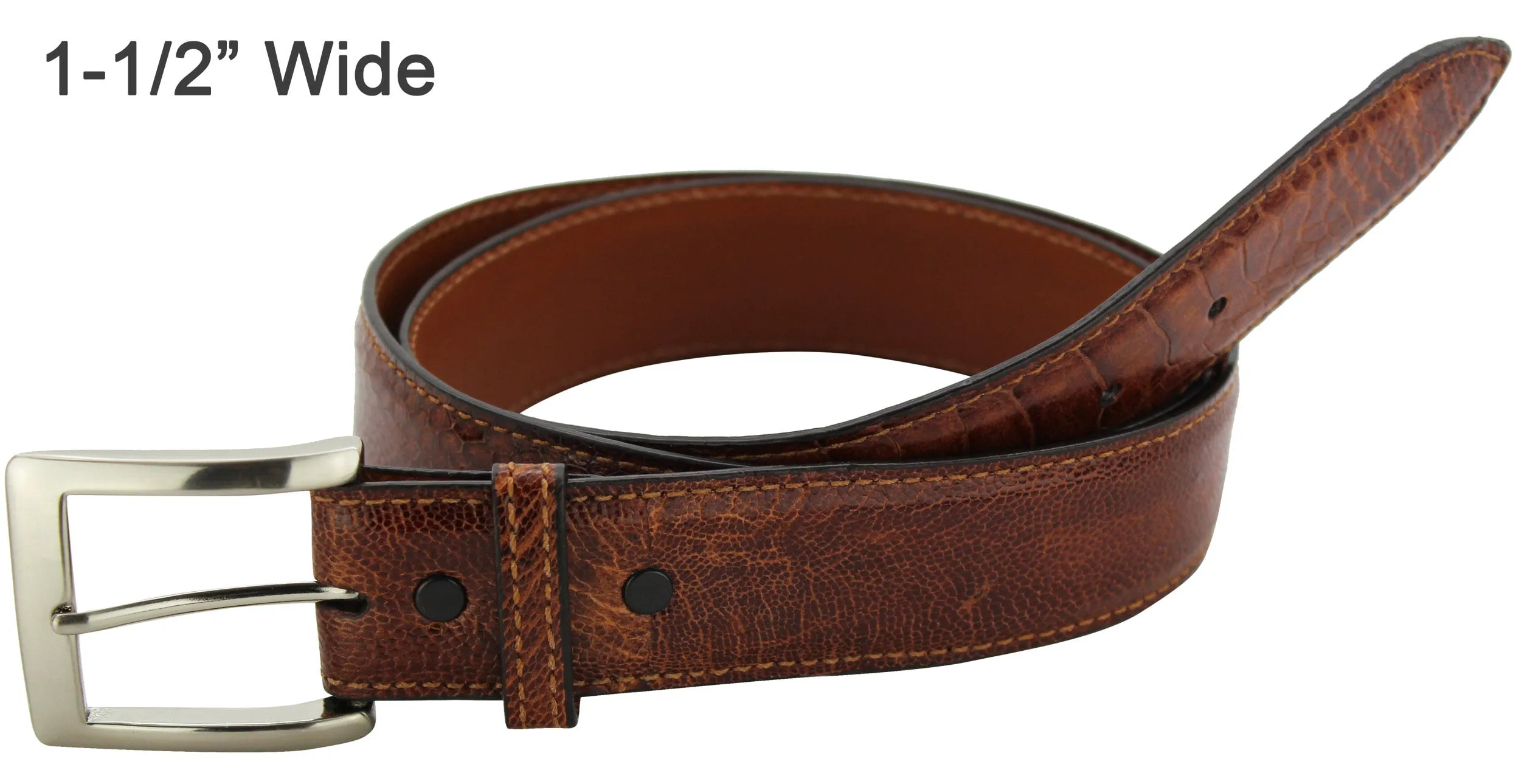 Men's Cognac Ostrich Leg Designer Full Grain Leather Belt **Made To Order Allow 5 To 6 Weeks To Ship