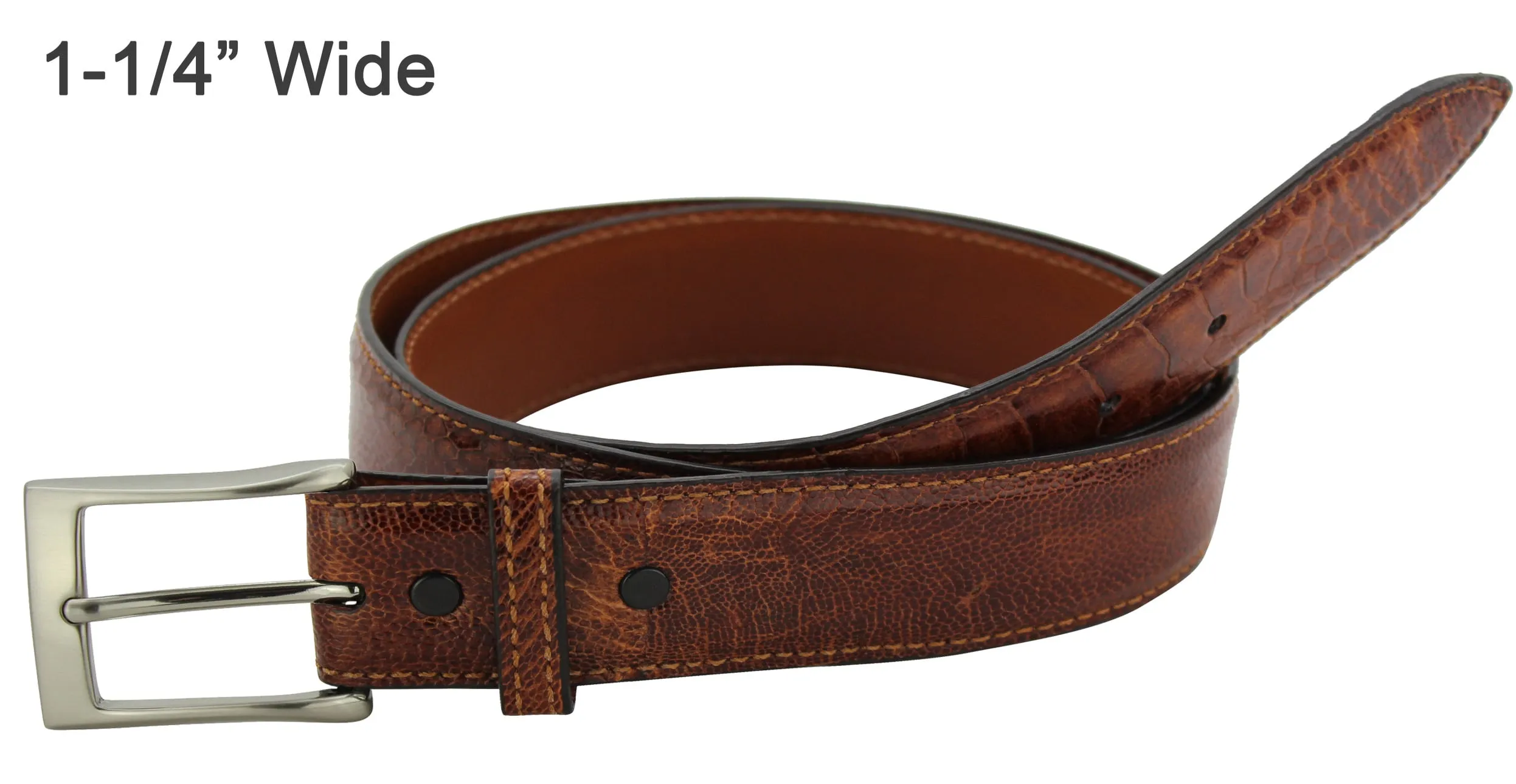 Men's Cognac Ostrich Leg Designer Full Grain Leather Belt **Made To Order Allow 5 To 6 Weeks To Ship