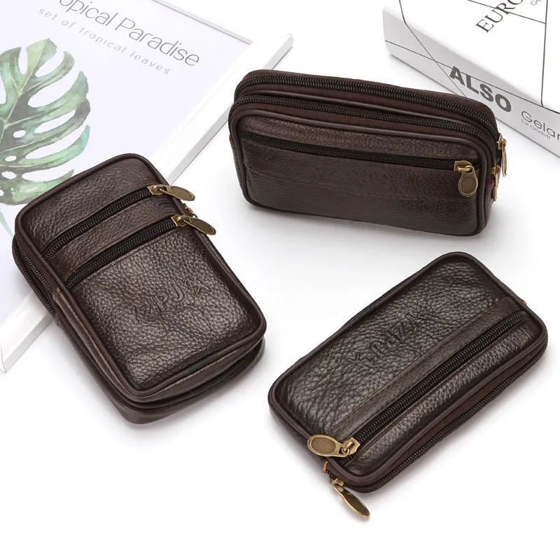 Men's Oversized Leather Wear Mobile Pouch Supermarket Phone Bags
