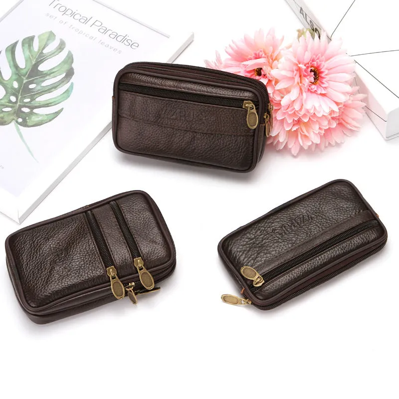 Men's Oversized Leather Wear Mobile Pouch Supermarket Phone Bags