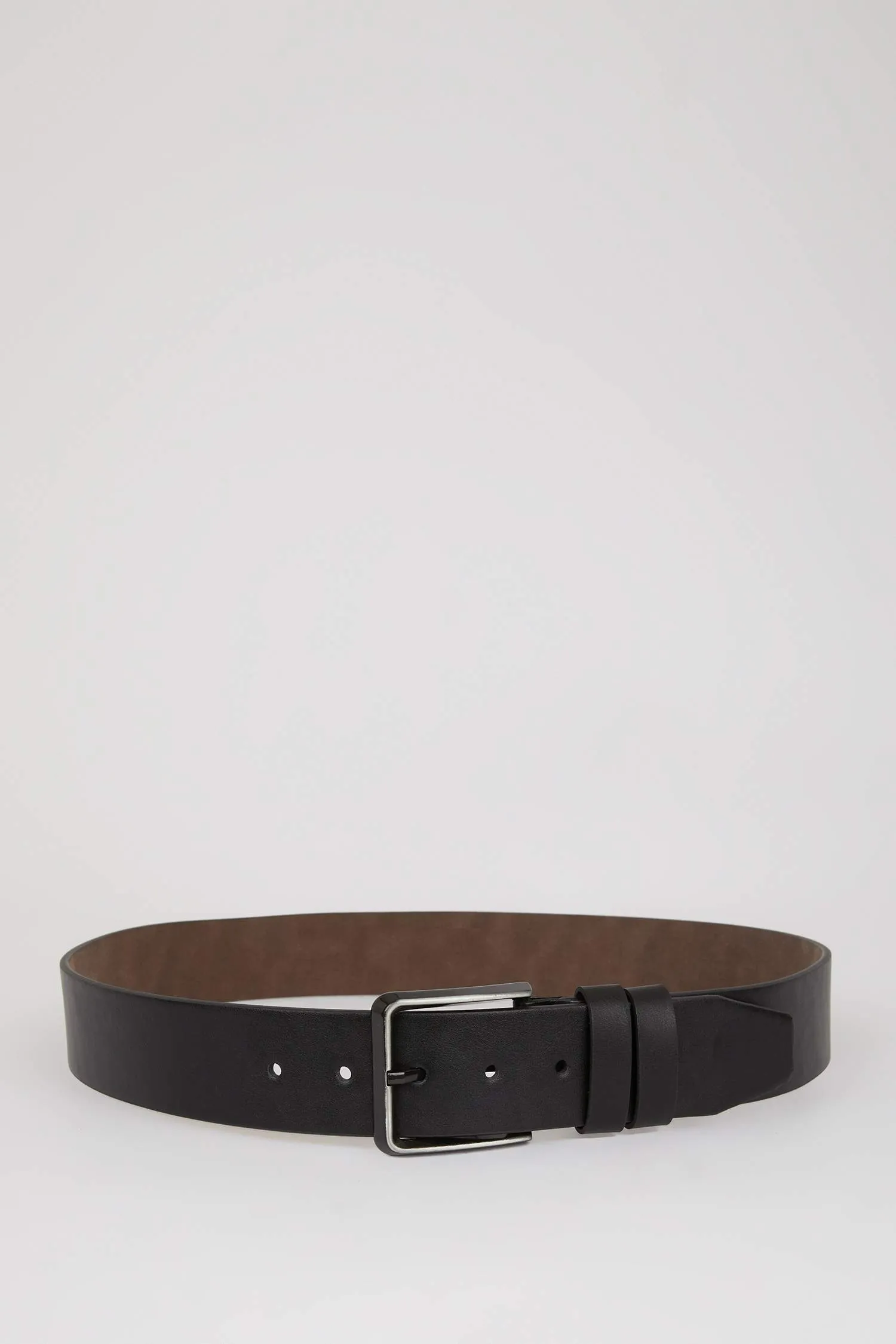 Mens Rectangular Buckle Faux Leather Jean Belt
