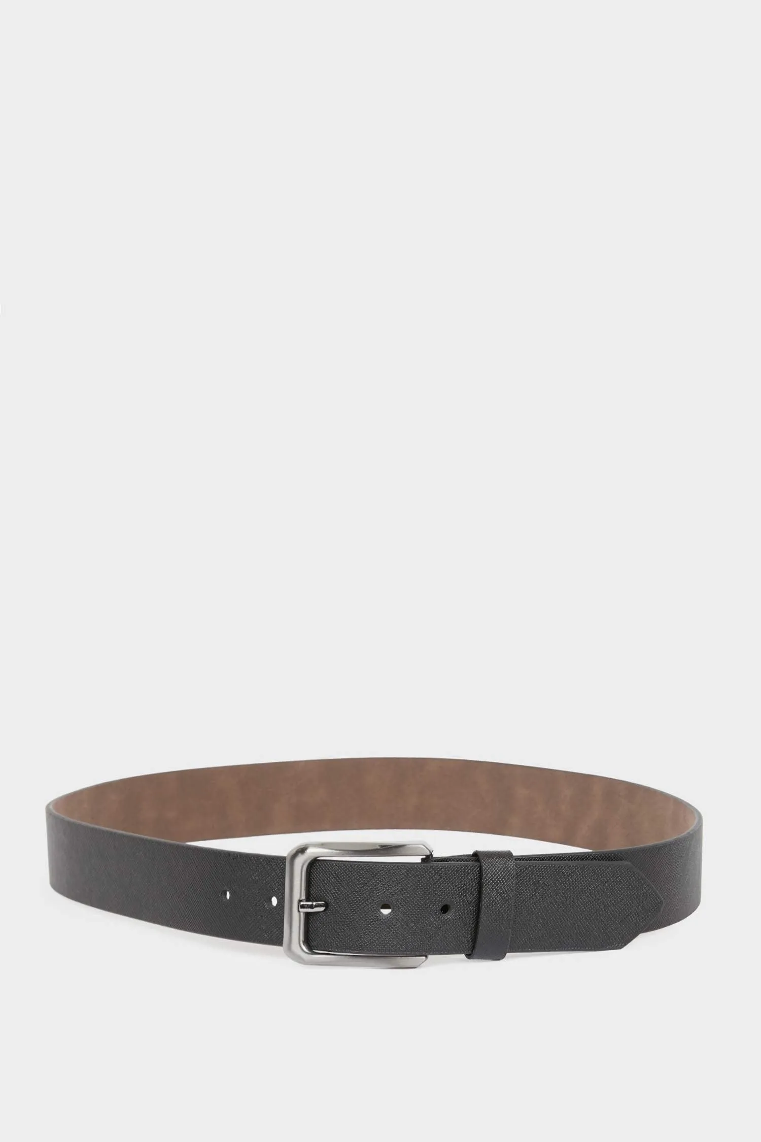 Mens Rectangular Buckle Faux Leather Jean Belt