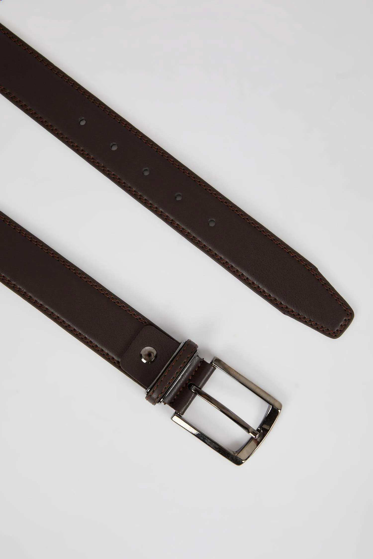 Men's Rectangular Buckle Leather Look Belt