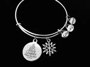 Merry Christmas Tree Love Laugh Celebrate Christmas Adjustable Bracelet Expandable Charm Bracelet