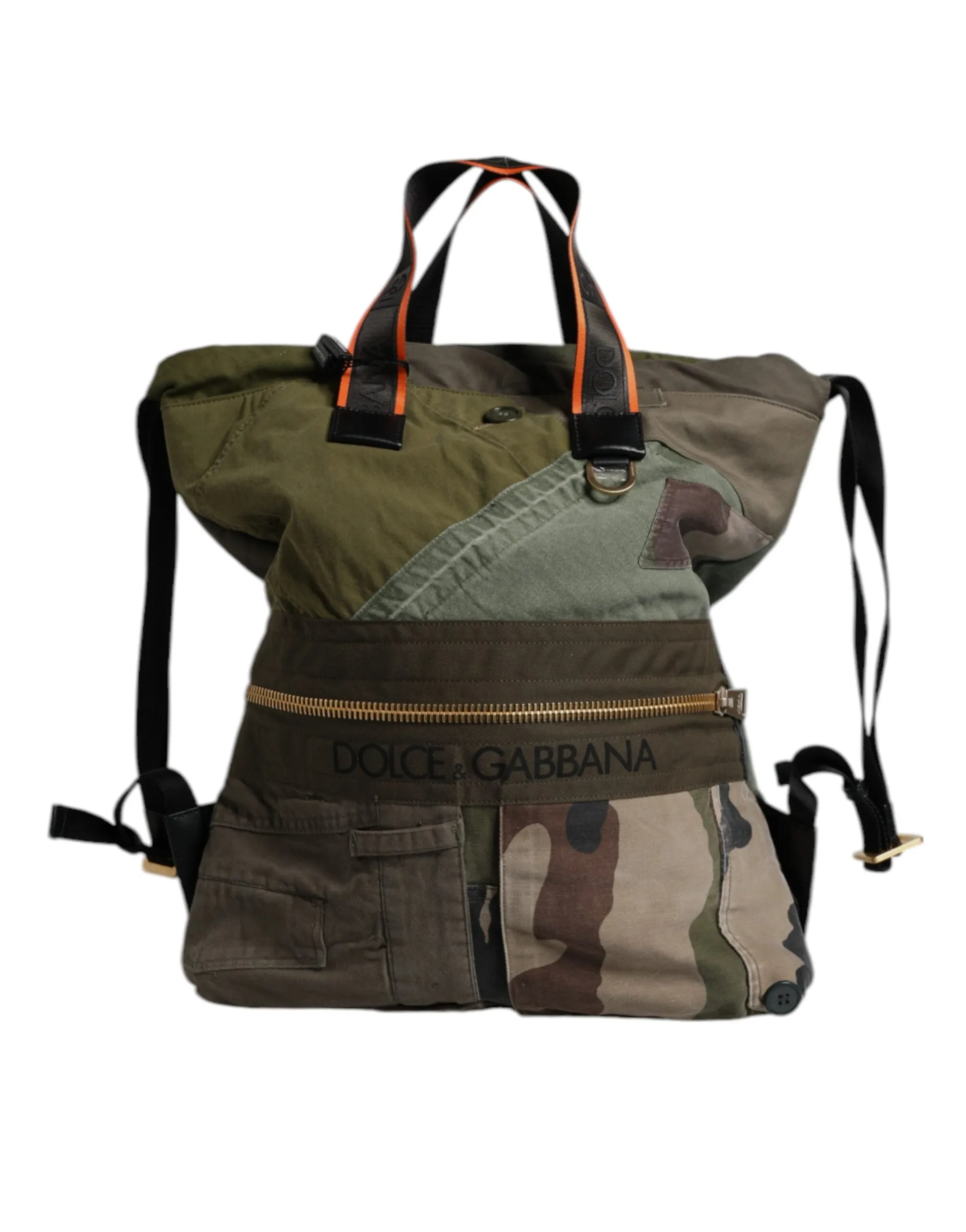 Military Green Patchwork Rucksack Backpack Bag