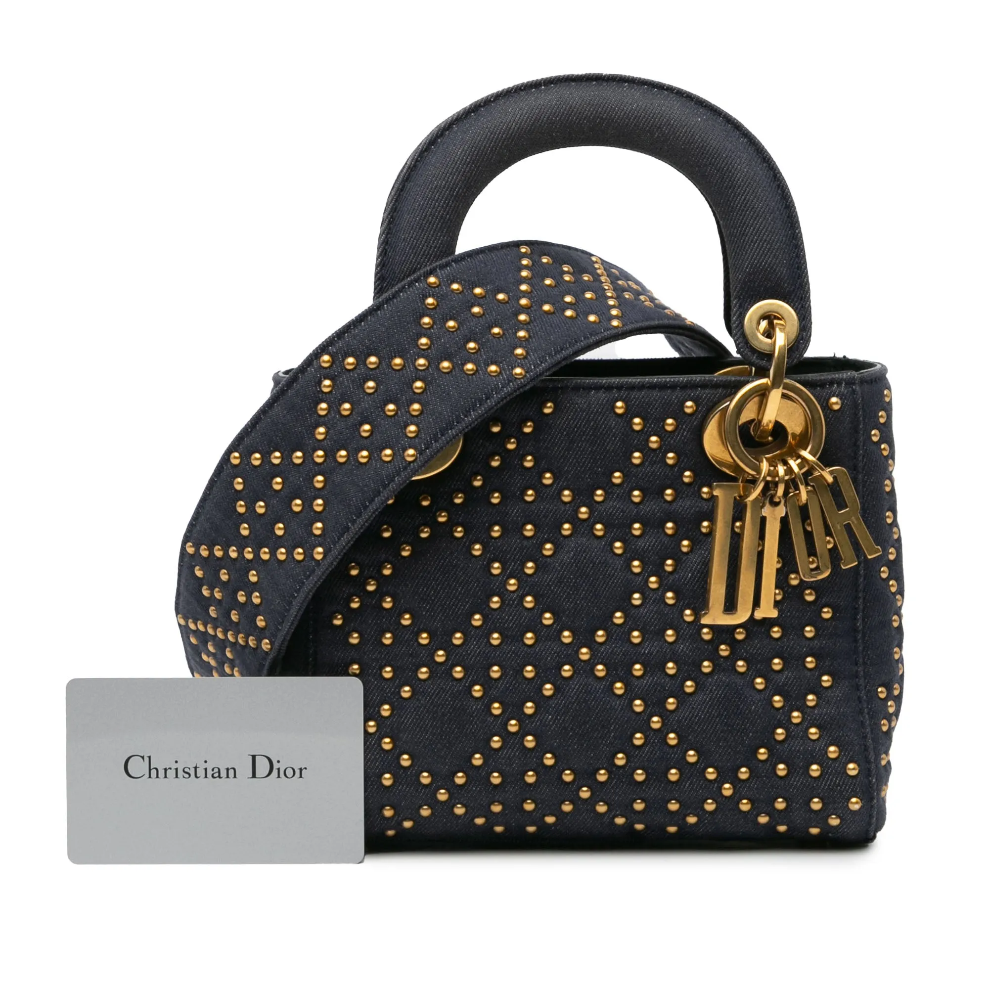 Mini Denim Cannage Studded Supple Lady Dior