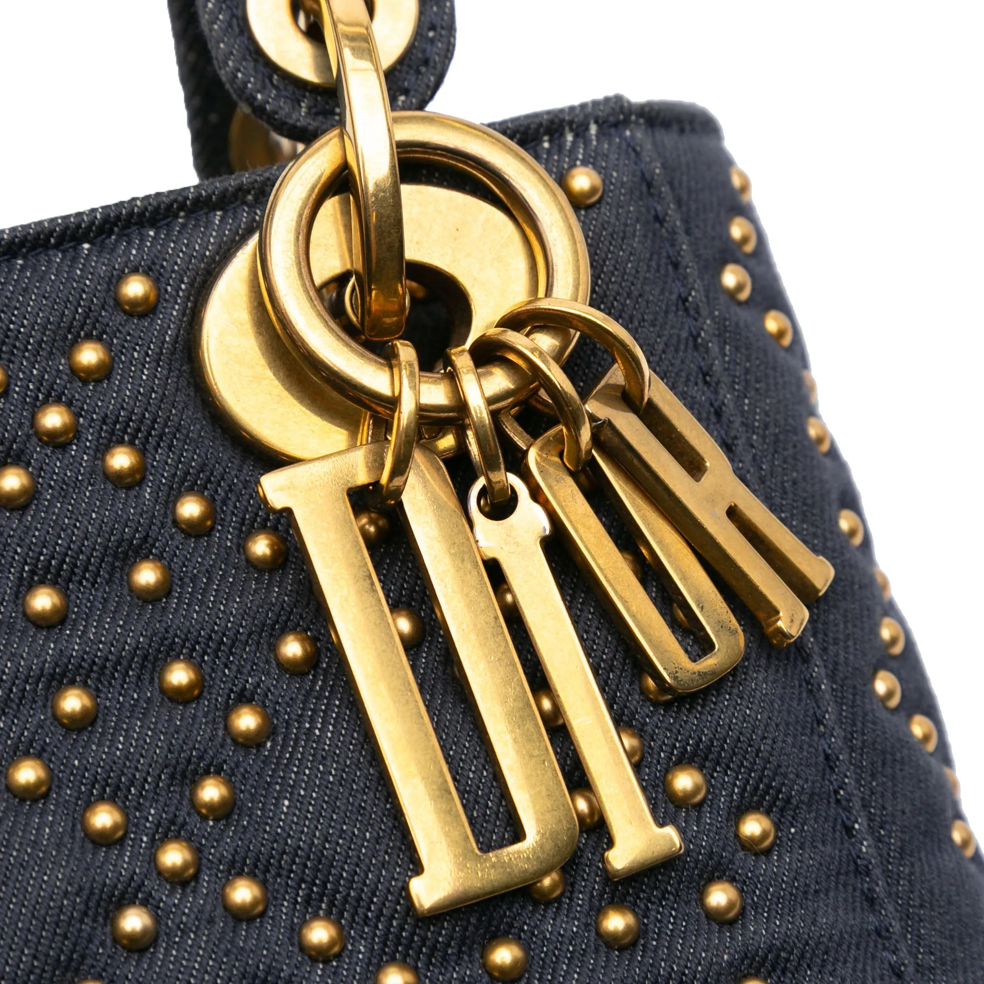 Mini Denim Cannage Studded Supple Lady Dior