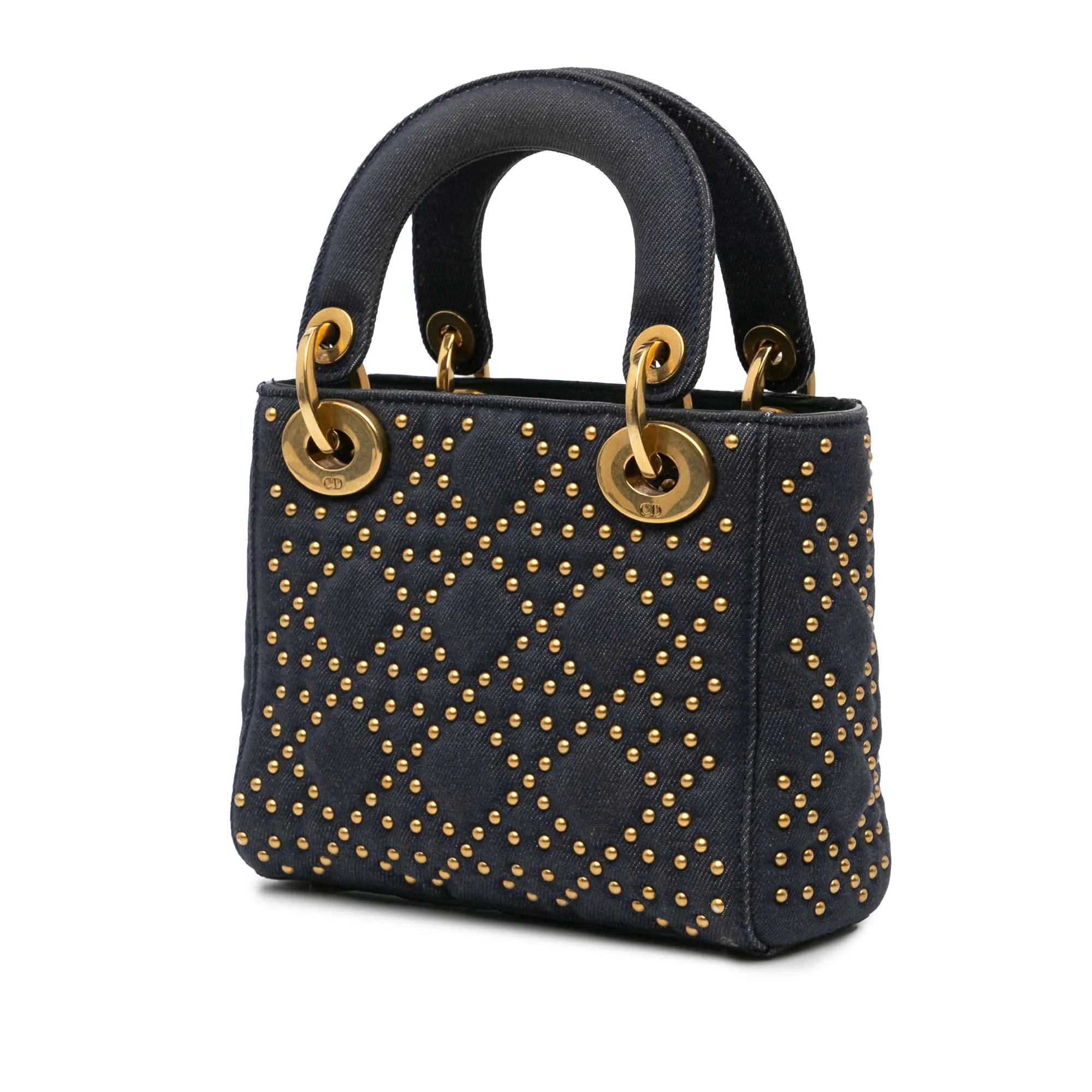 Mini Denim Cannage Studded Supple Lady Dior