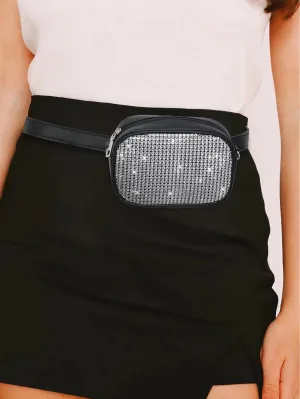Mini Rhinestone Decor Fanny Pack - Silver