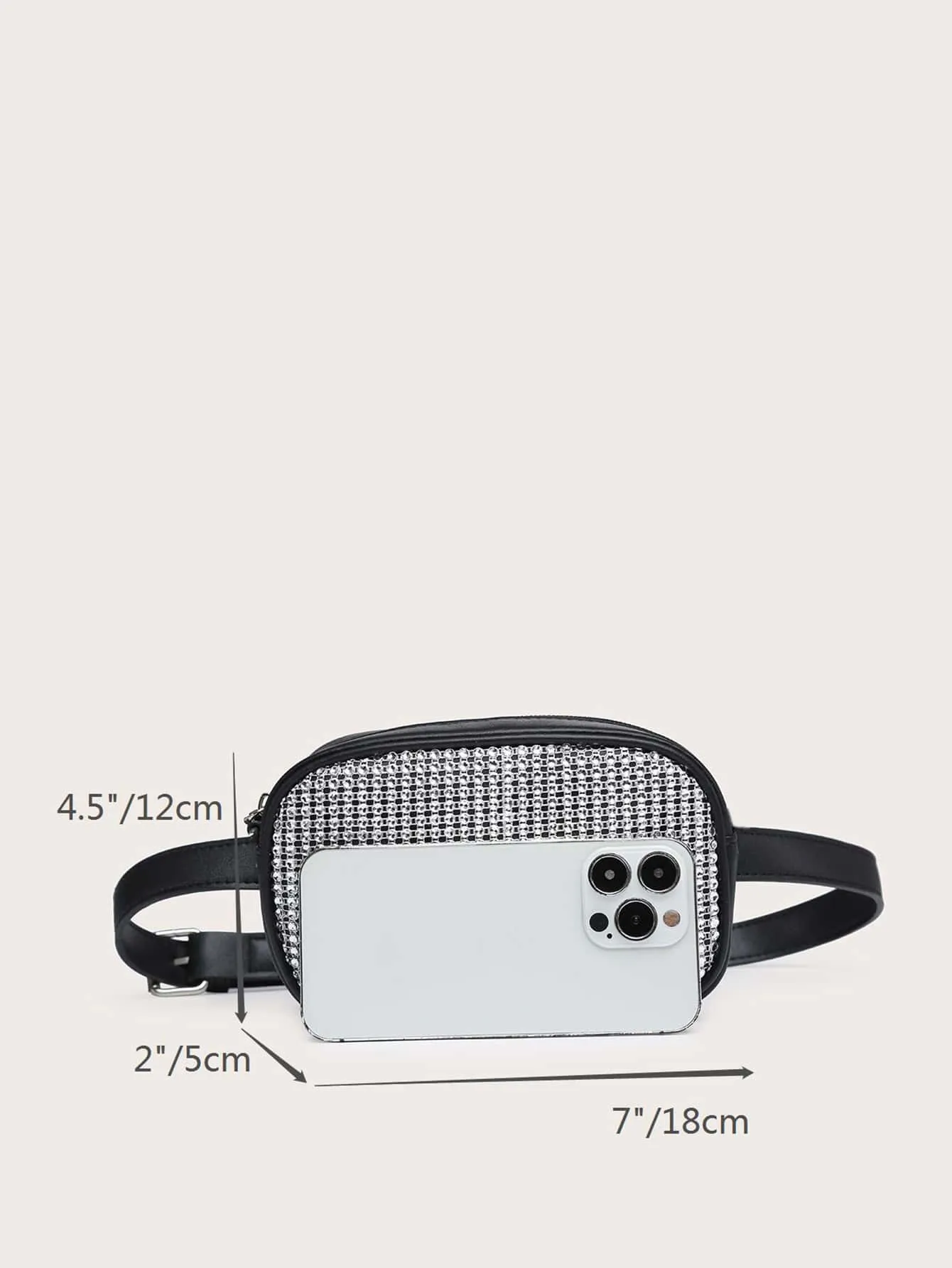 Mini Rhinestone Decor Fanny Pack - Silver