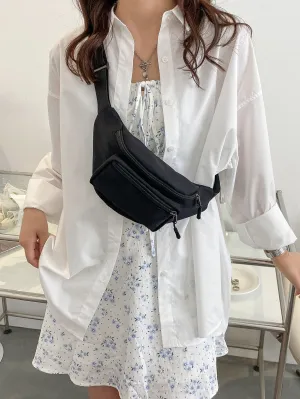 Minimalist Zip Fanny Pack - Black