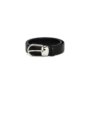Mont Blanc Black Leather Belt w/ Silver Hardware sz 38