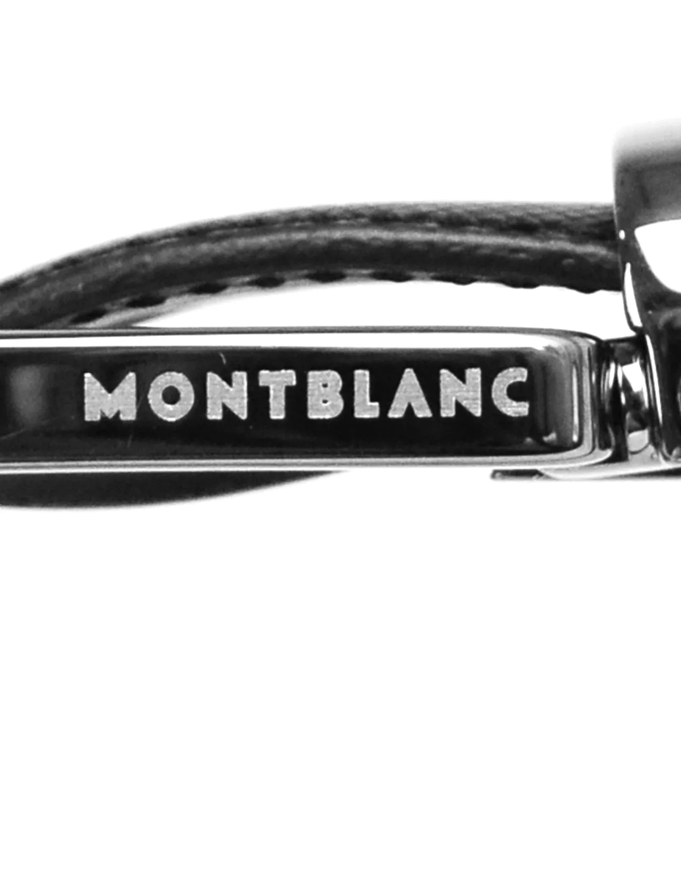 Mont Blanc Black Leather Belt w/ Silver Hardware sz 38