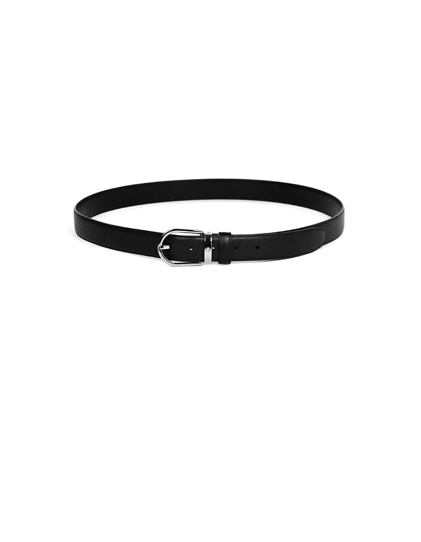 Mont Blanc Black Leather Belt w/ Silver Hardware sz 38