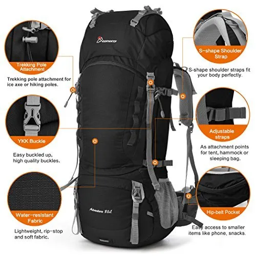 MOUNTAINTOP 80L Internal Frame Hiking Backpack for Men & Women