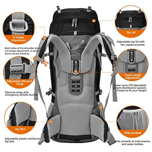 MOUNTAINTOP 80L Internal Frame Hiking Backpack for Men & Women
