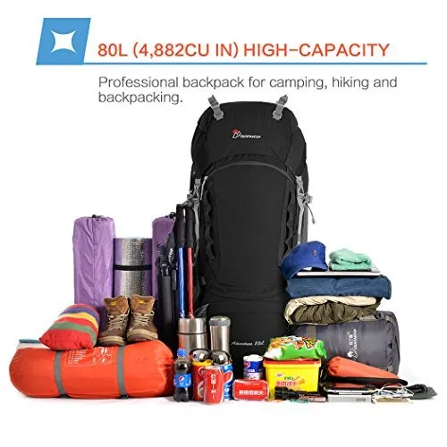 MOUNTAINTOP 80L Internal Frame Hiking Backpack for Men & Women
