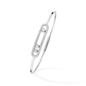Move Pavé Thin Bracelet - White Gold