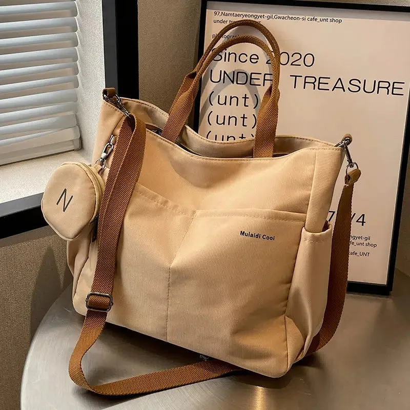 Multi-Pocket Detachable Strap Tote Bag