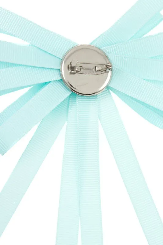 Multi Ribbon Round Floral Ornate Brooch