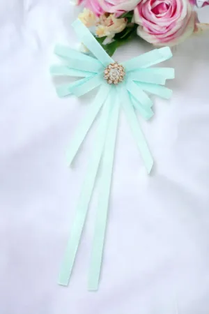Multi Ribbon Round Floral Ornate Brooch