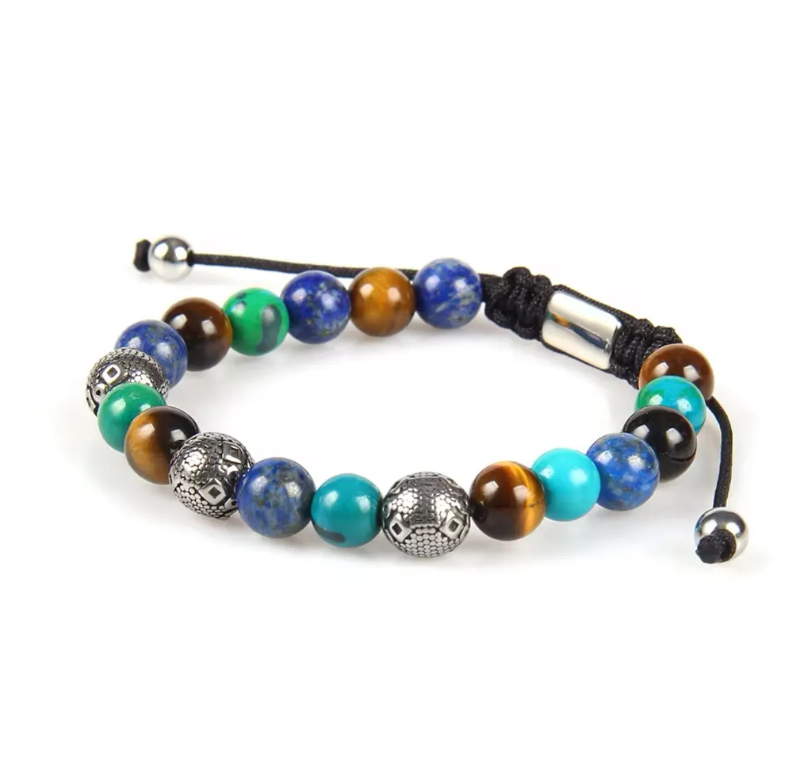 Multi-stone & Silver Beads Bracelet