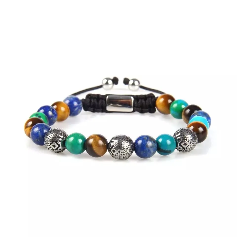 Multi-stone & Silver Beads Bracelet