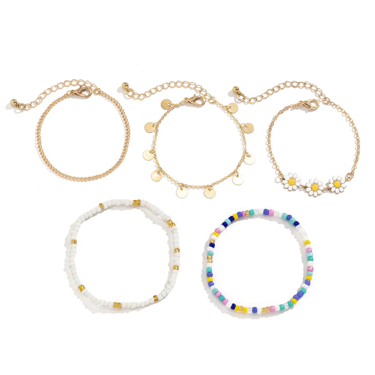 Multicolor Howlite & Enamel 18K Gold-Plated Mum Bracelet Set