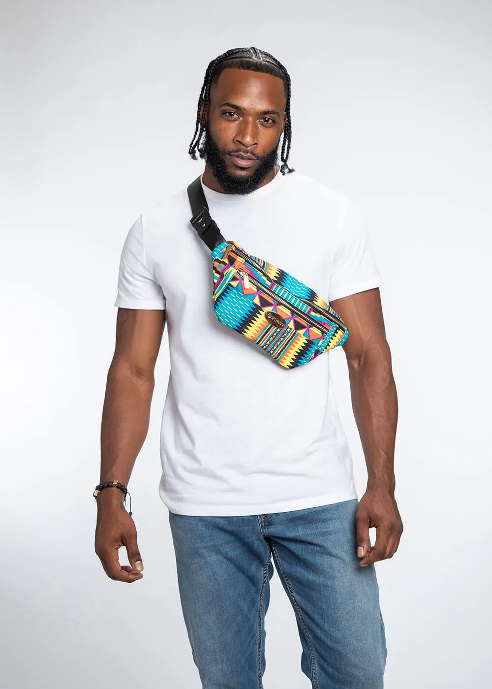 Naji African Print Unisex Fanny Pack (Canary Yellow Kente)