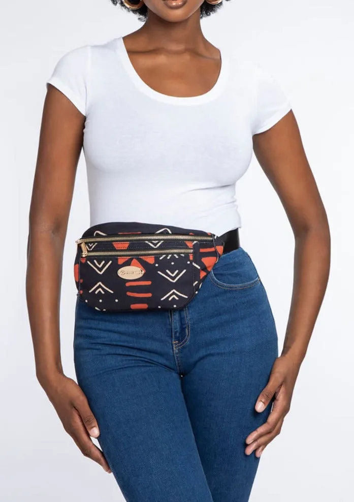 Naji African Print Unisex Fanny Pack (Natural Mudcloth)