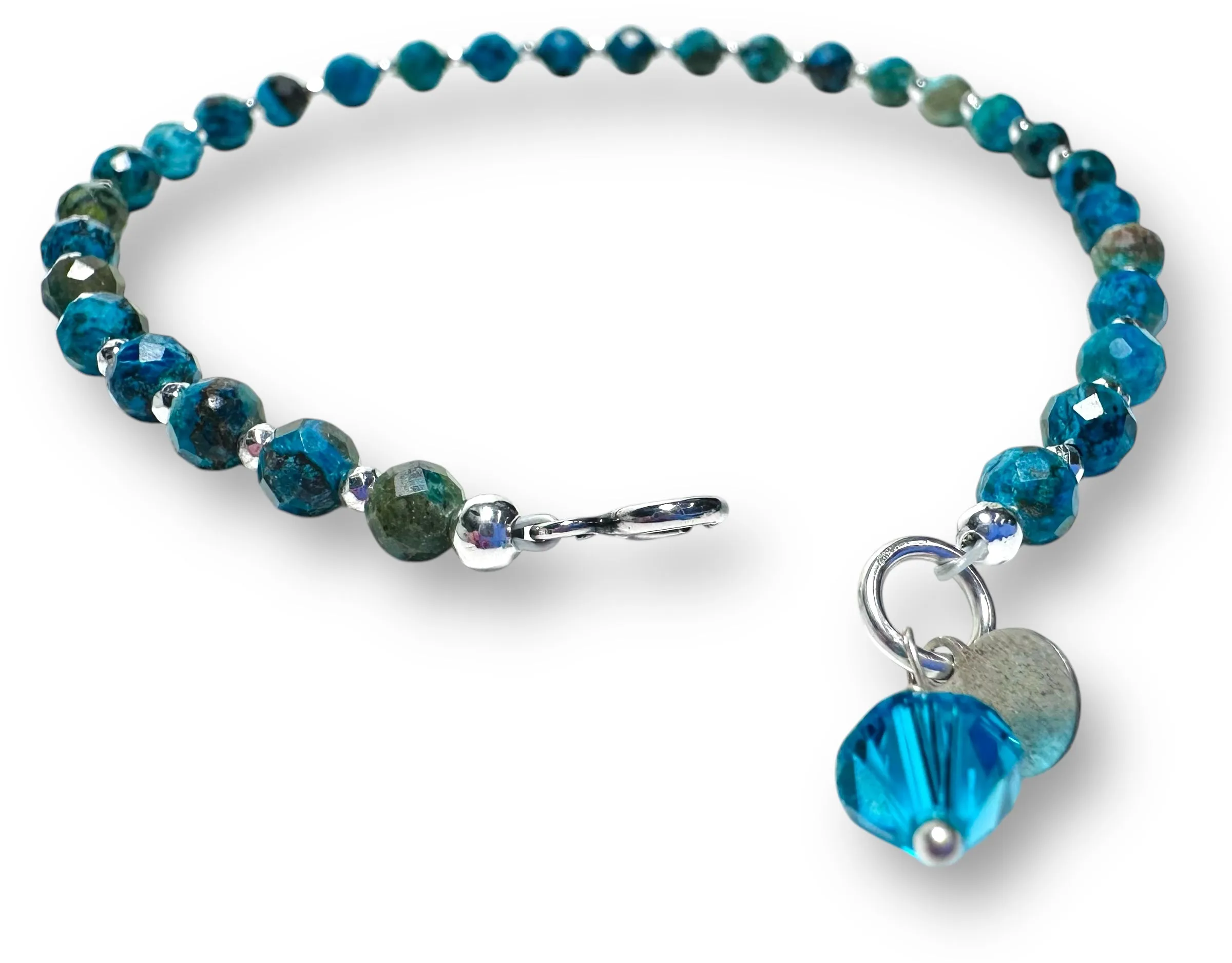 Natural Chrysocolla Beaded Bracelet- Large